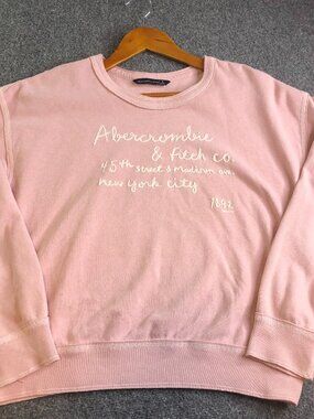 Abercrombie Fitch Sweatshirt Womens Small PInk Crewneck Soft Sweater Logo